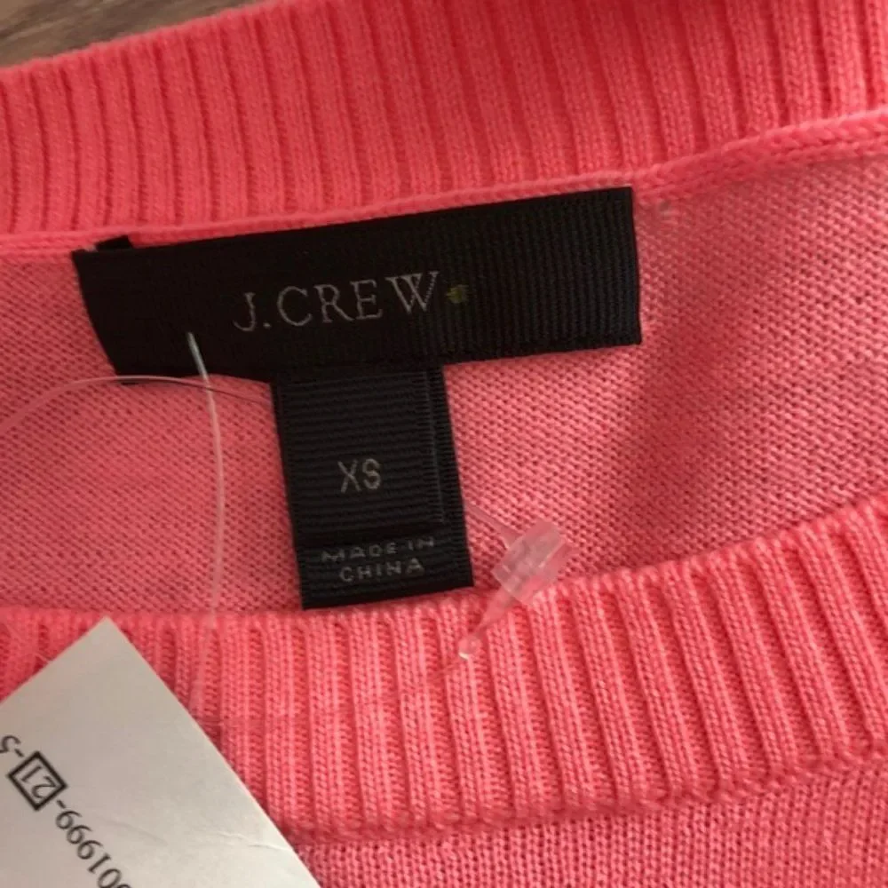J. Crew 100% Merino Wool Pink Crew Neck Ruffle Sleeve Sweater NWT